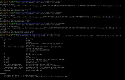Installation des dépendances et affichage des options