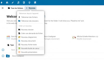 Choix du type de fichier à créer
