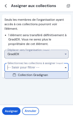 Choix de la collection à enrichir