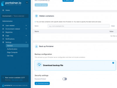 Sauvegarde de Portainer