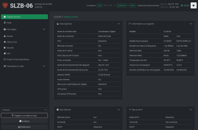 Interface de gestion du SLZB-06