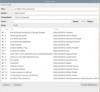 Interface de Sound Juicer